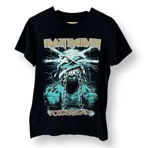 Iron Maiden Powerslave Black T Shirt Mens Size XS Short Sleeve